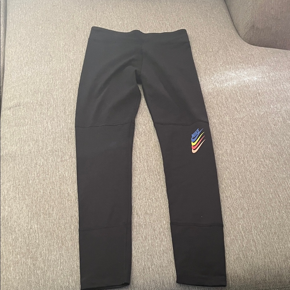 Nike Women Black Leggings with Colorful Logo